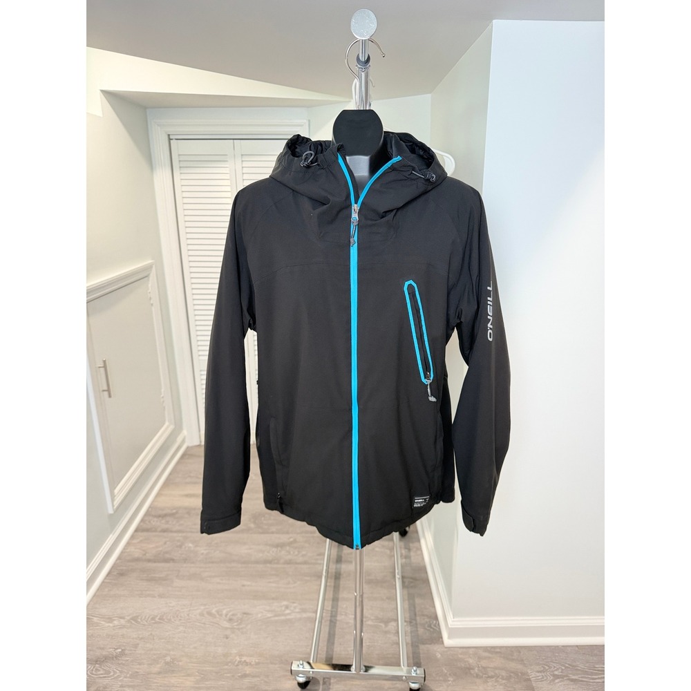 ONeill Mens Hyperdry Firewall Snow Outerwear Hooded Jacket Black Blue Small